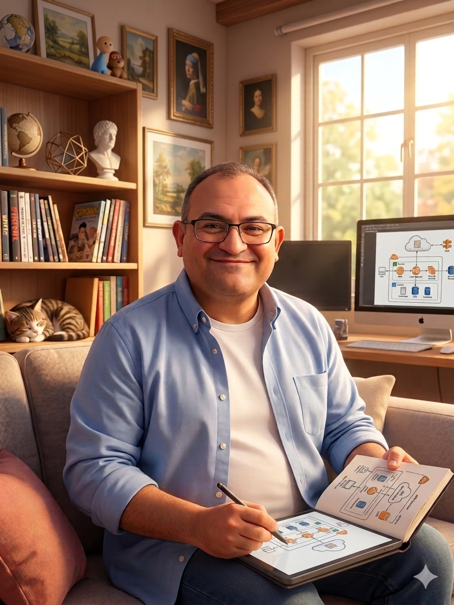 Blueprint-style illustration of a DevOps platform generated by Gemini